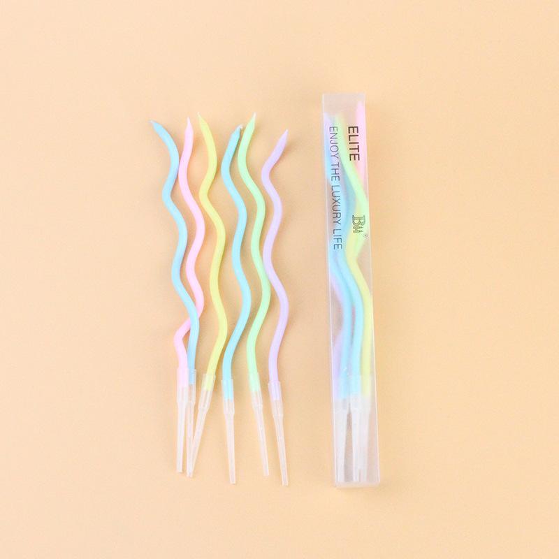 New Color Curved Birthday Candles Creative Romantic Birthday Party Multicolor Spiral Twisted Candles