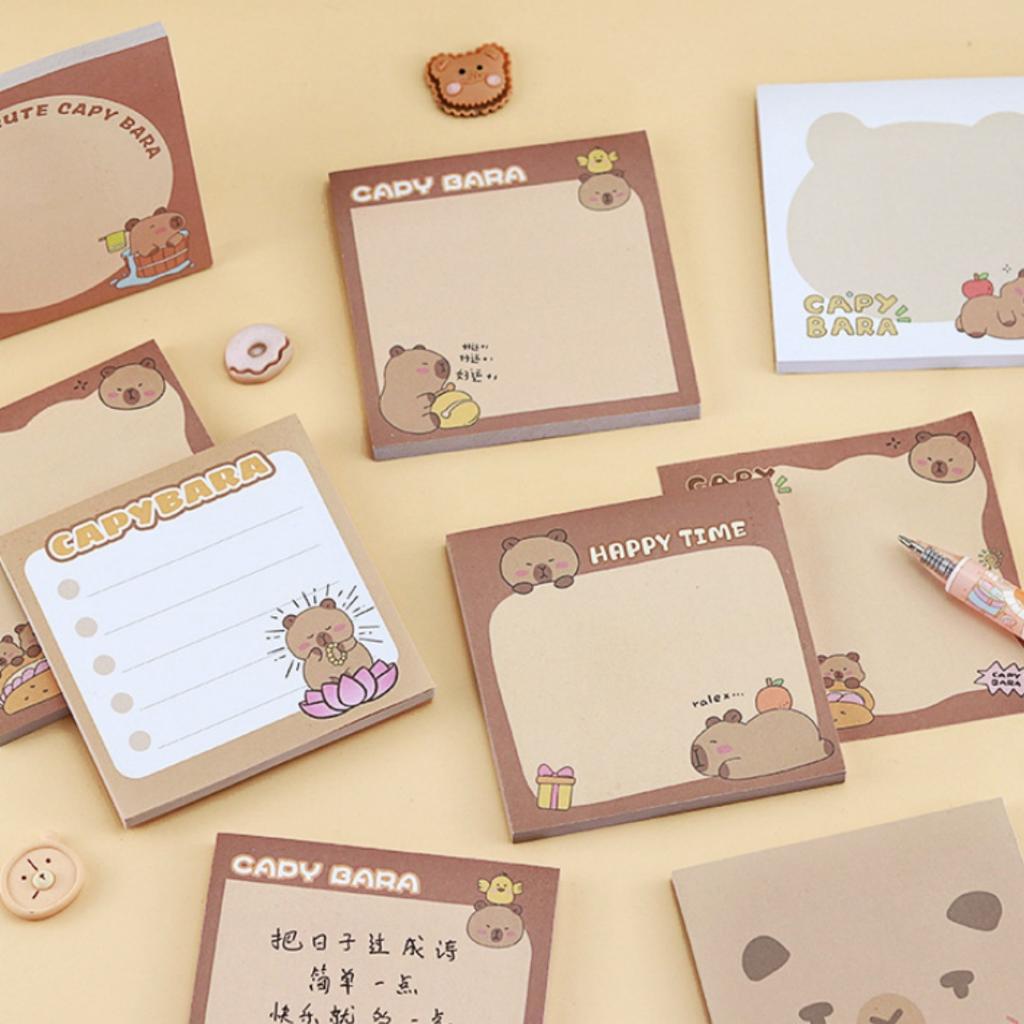 50Sheets Capibala Sticky Notes High Aesthetic Stationery Cute Sticky Notes Kawaii Notepads Self Stick Memo Pad For School Office