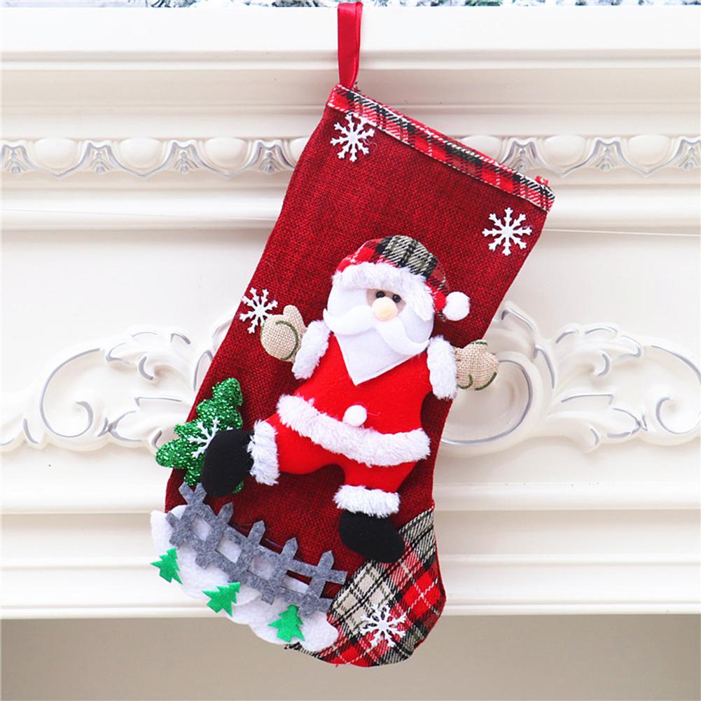 Christmas Stockings Xmas Ornament Christmas Sock 3D Pattern Santa Snowman Bear Hanging Xmas Tree Decoration Candy Gift Bags