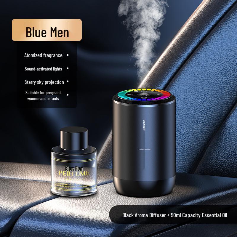 2023 Smart Voice-Activated Car Aroma Diffuser with Ambient Lighting and Starry Sky Perfume, Syncs with Car