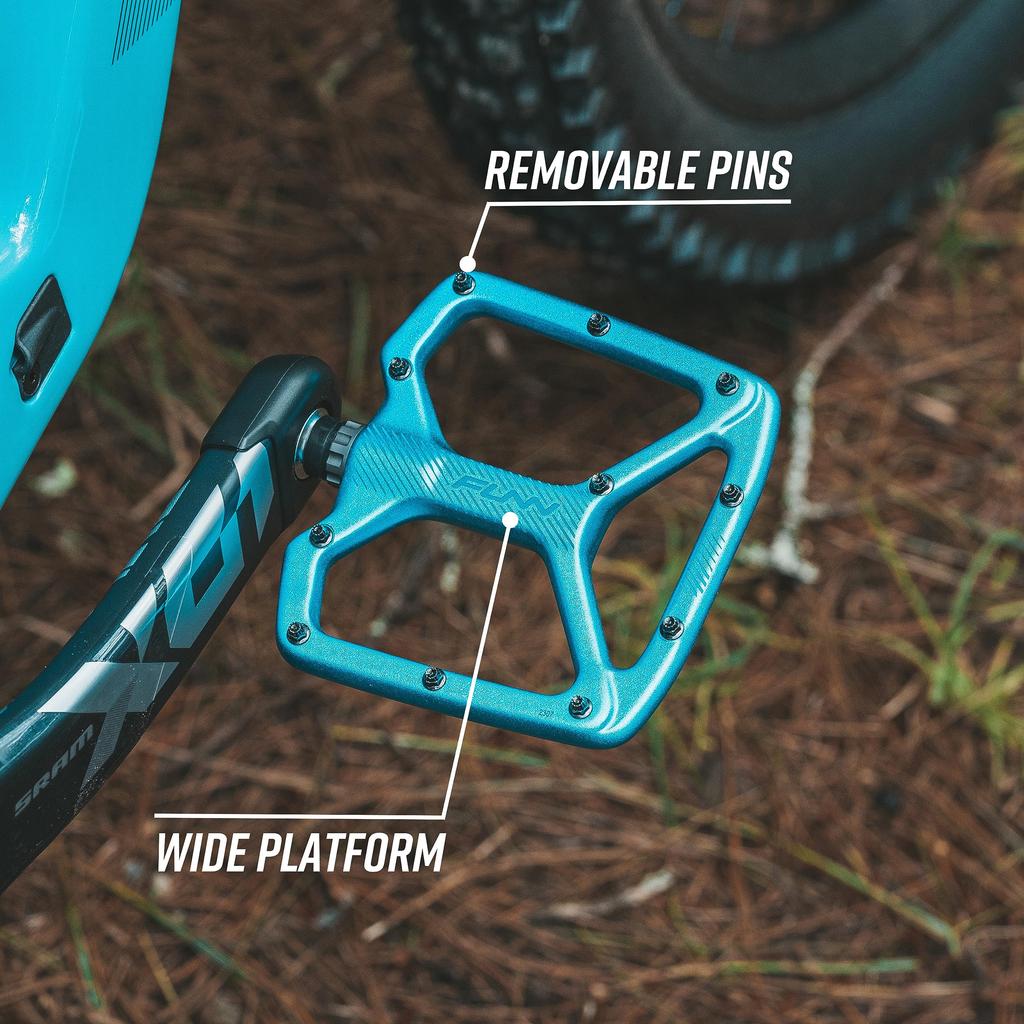 Funn Python Flat Mountain Bike Pedals Wide Platform Mountain Bike Pedals with CrMo Axle - BMX/MTB 9/16" (Green)