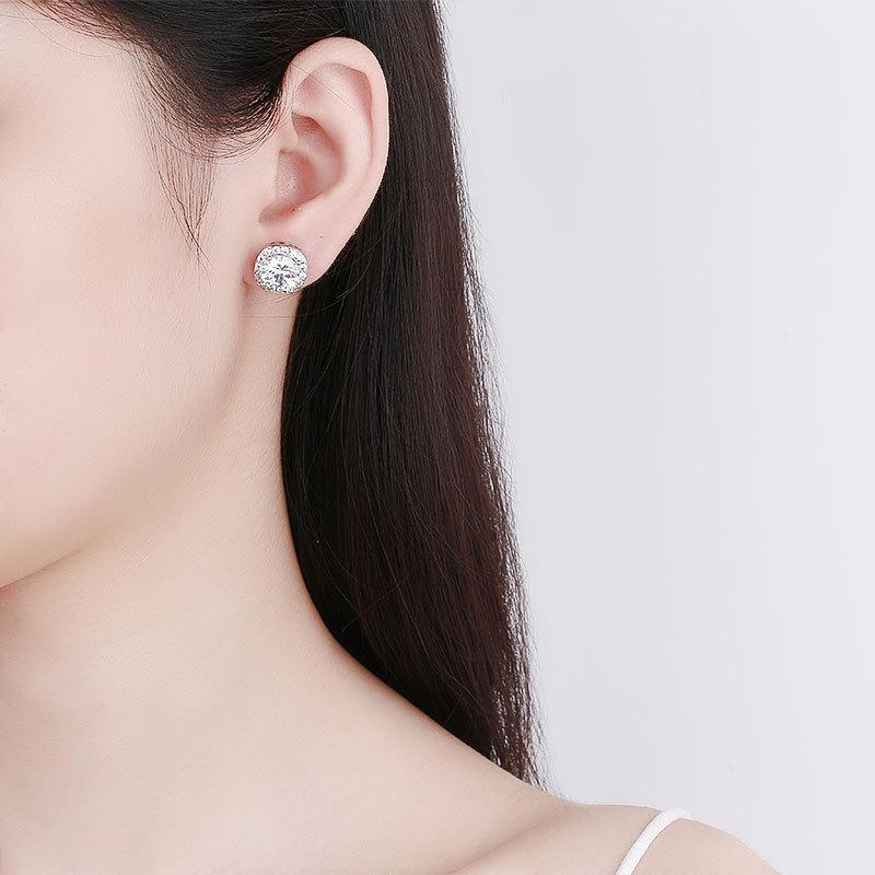 Full Paved Zircon Stud Earrings For Women Fashionable Sparkling Hoops Elegant Daily Jewelry Accessories Gift