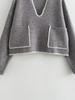 Spring New European & American Women's Knit Color Block Top
