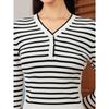 JUZUI Women's 2025 Spring Striped Knit Pullover Sweater