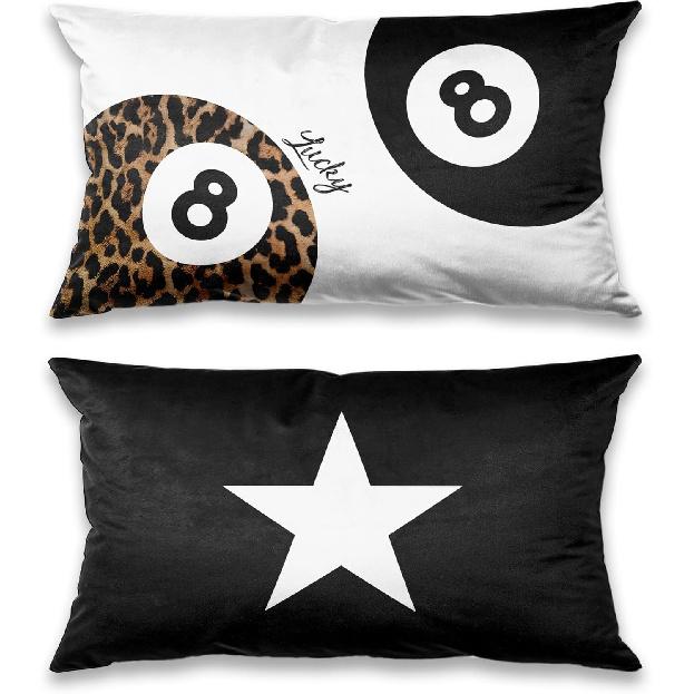 Preppy Star Lucky 8 Ball Cheetah Leopard Print Room Decor Pillow Cover 18x18 Set of 2,Leopard Gifts for Women,Cheetah Print Gifts,Coquette Pillow