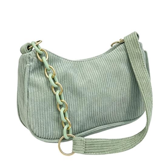 Damen Kord Schultertasche Stilvolle Handtasche mit oberem Griff Halbmond Handtasche Einfache Achseltasche für Einkaufen Pendeln Date