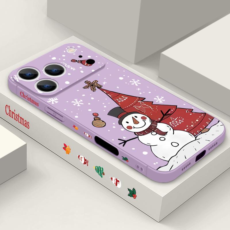 Christmas Snowman Pattern Lanyard Case For iPhone 17 15 16 Pro Max 12 13 14 Pro Max 16e Air 11 Shockproof Soft Strip Phone Cover