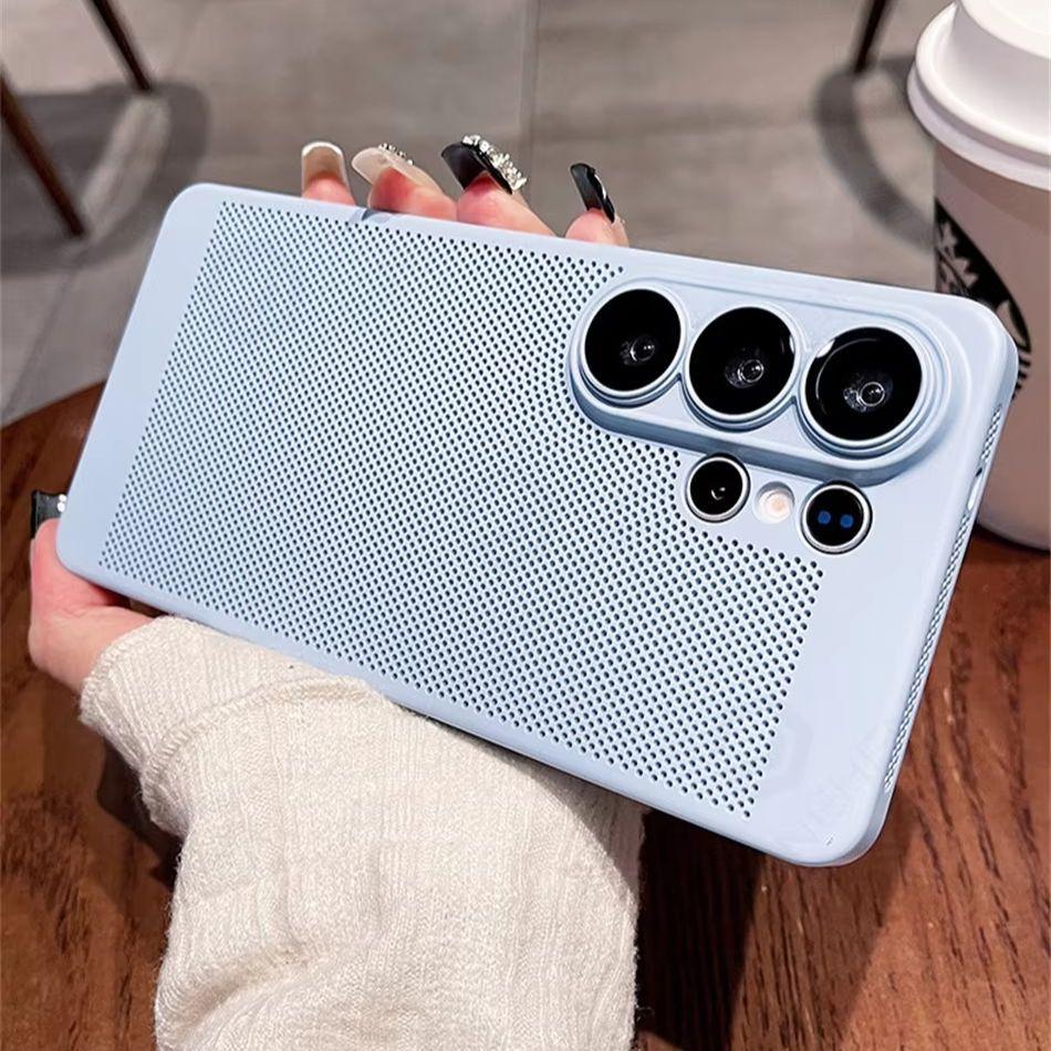 Wärmeableitendes atmungsaktives Netz-PC-Gehäuse für Samsung Galaxy S26 S2 S24 S23 S22 Ultra S21 Plus Linsenschutz Dünne matte Hartschalenabdeckung