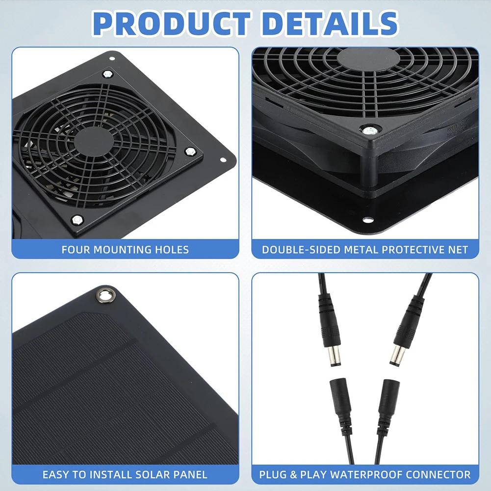 10W 12V Solar Exhaust Fan with Waterproof Solar Panel Air Extractor Solar Fan for Greenhouse Chicken Coop Shed Dog House Outside