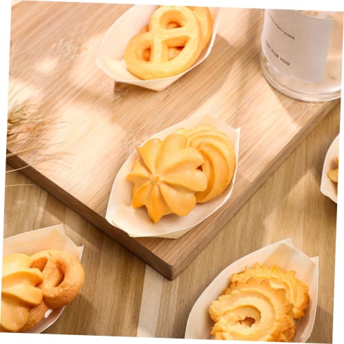 NUOLUX Disposable Wooden Takoyaki Boat Plates, 3-inch (8.5x6x3cm), Pack of 100, Wooden Boats, Sushi Plates, Trays, Boats, Takoyaki Boat Plates for Hom