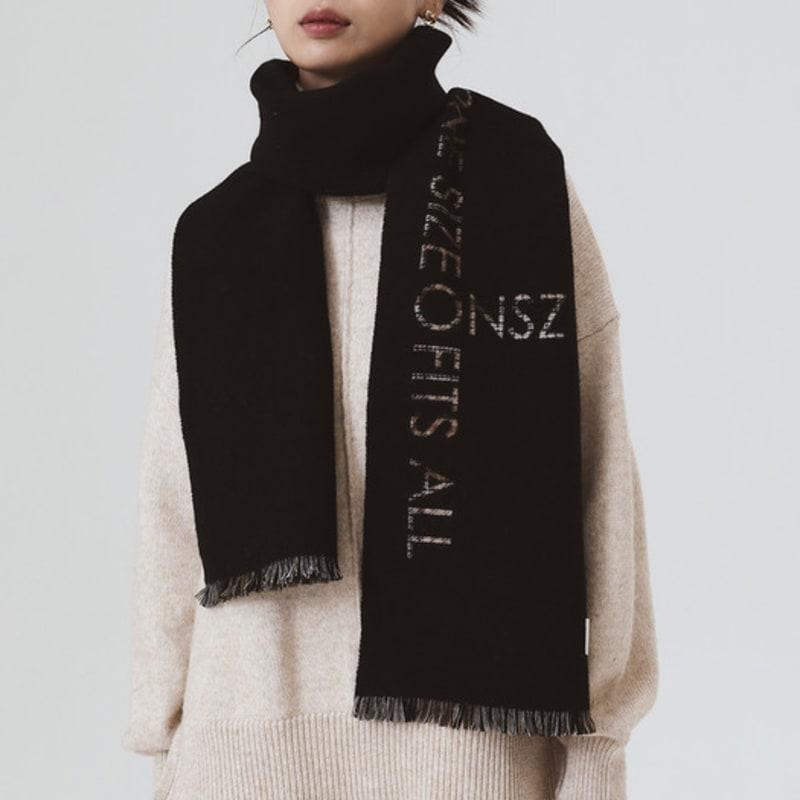 ONSZ Wool Cashmere Check Solid Double-Sided Muffler