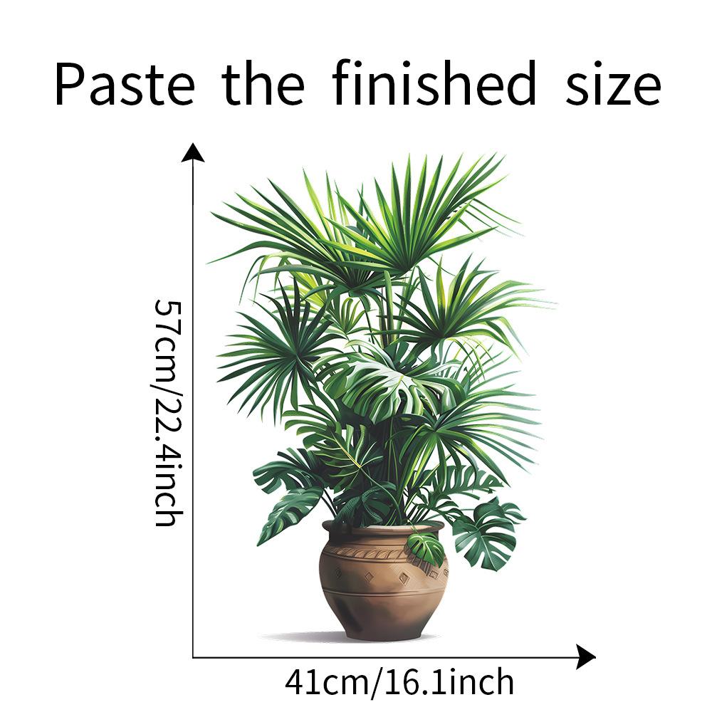 1PC Green Plant Potted Plant Simulation Flower Pot Wall Sticker Bedroom Living Room Foyer Home Wall Decoration Sticker