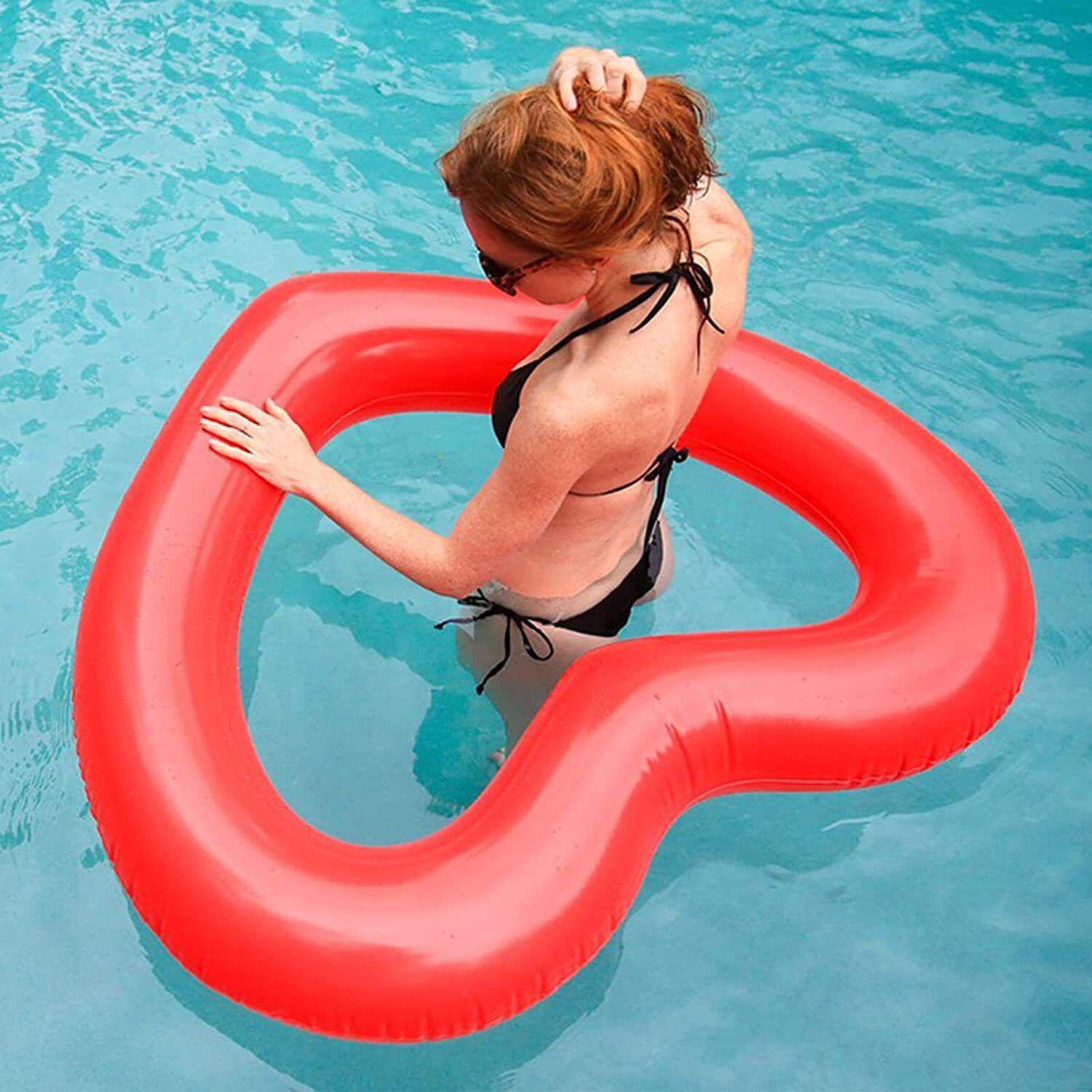 In-Stock Thick Inflatable Heart Swim Ring Float Mat for Valentine s, Birthday, or Pool Party Decor. Heart Swim Ring