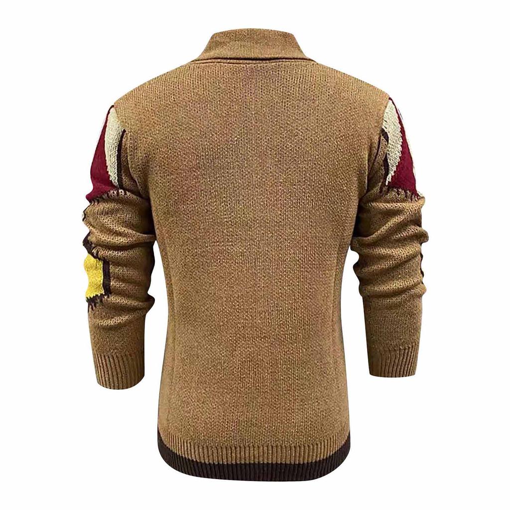 Men's Button-down Lapel Cardigan Jacket Slim Fit Outerwear Knitted Sweater