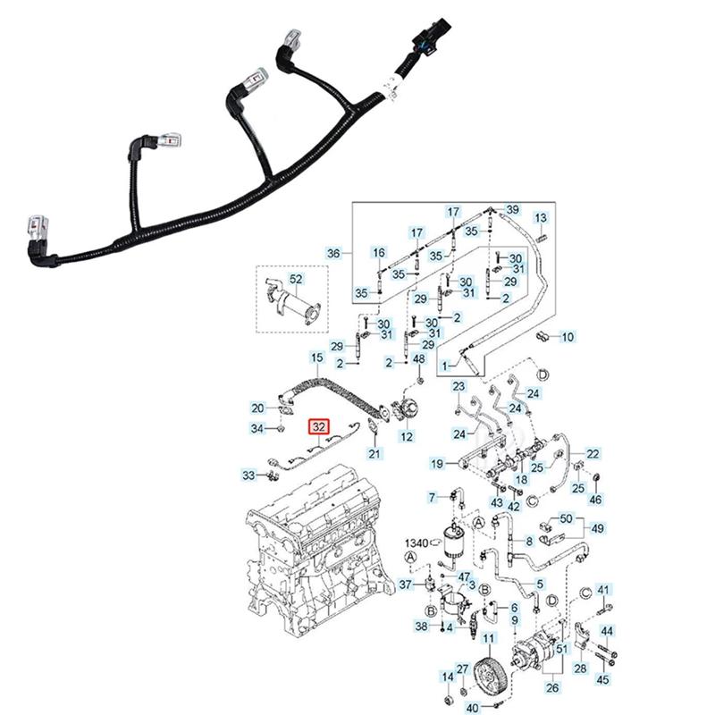 Fuel Injection Nozzle Harness Plug Lnjector Injector Wiring Assy 338104X500 For KIA Carnival Sedona 2.9L J3 Diesel 2001- 2009