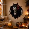 Festive Wall Art for Living Room Halloween Break-in 3D Decals, Illusion Effect Spooky Breaking Through Seasonal Home Accents Sticker, Horror