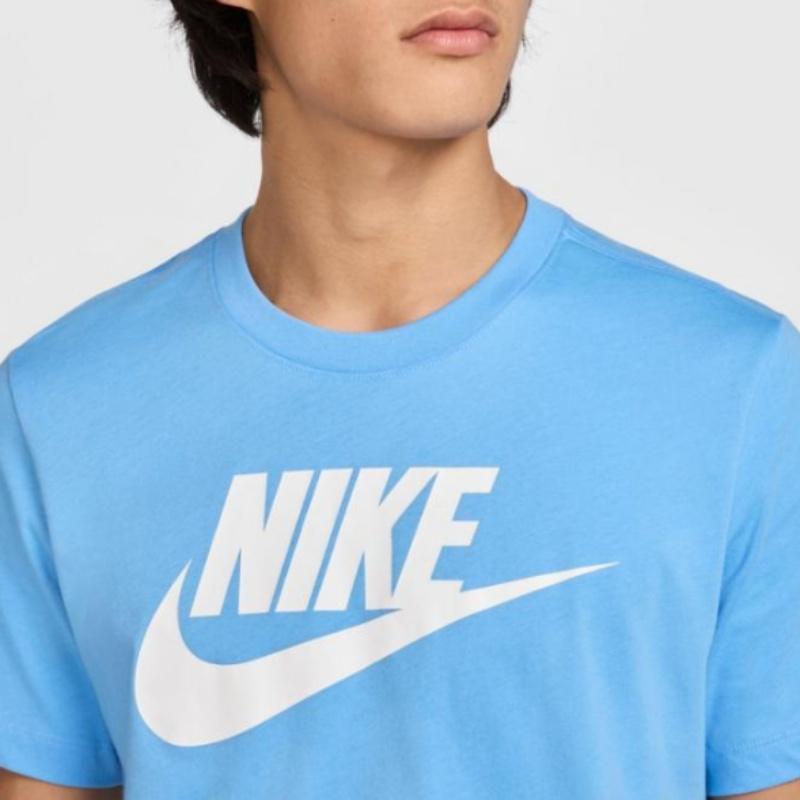 Nike Logo Print Crew Neck Short Sleeve T-Shirt Men Tops Blue AR5005-412