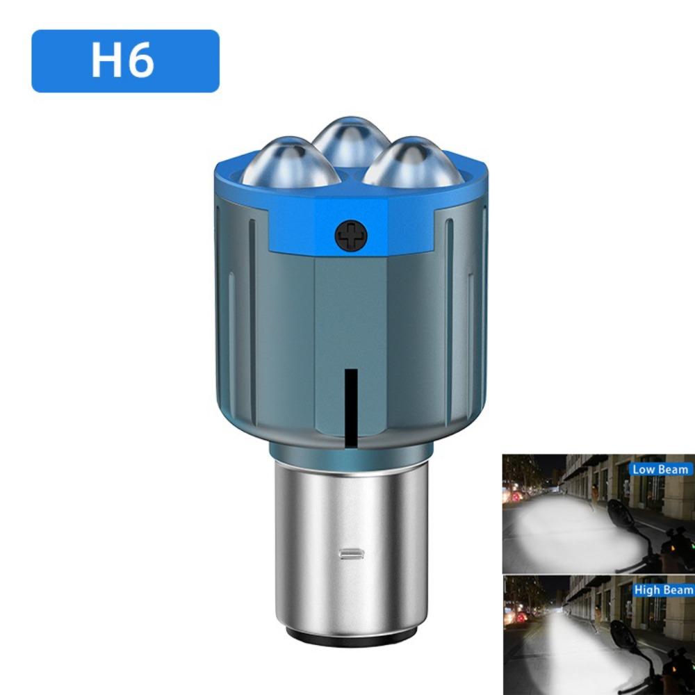 

High Low Beam LED Motorcycle Headlight 3 Lens Scooter Running Lamp Electric Motorcycle H6 White