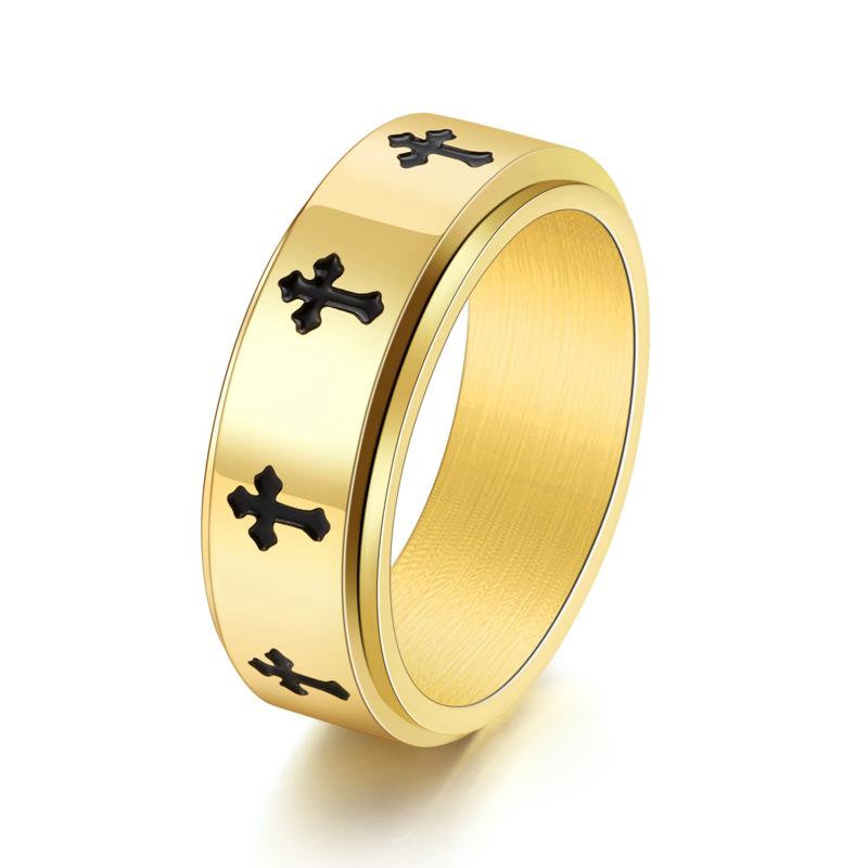 2025 Black/Sliver/Gold Color  Cross Rotatable Spinner Rings Men Women Anxiety  Ring Worry & Stress Relief Ring