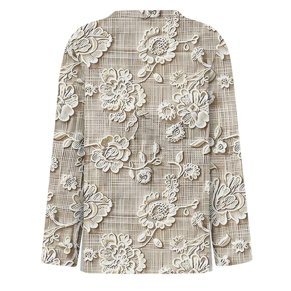 Women's Fashion Casual LongSleeve Print Round Neck Pullover Top Blouse
