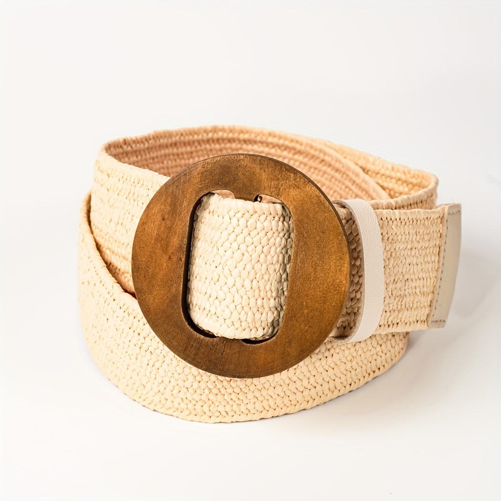 Straw Elastic Waist Woven Belt Fashionable Women's Waist Belt Dress Belt Straw Woven Bohemian Belt