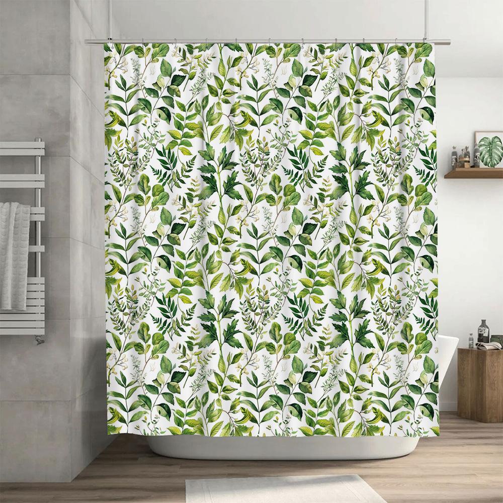 Green Leaf Shower Curtain Waterproof Decorative Bathroom Accessories Set for Home Decoration Free Shipping on  120x180