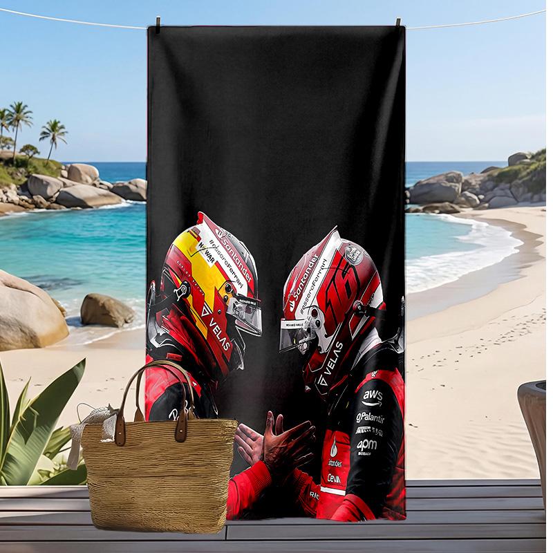 Rýchloschnúci plážový uterák s potlačou Formuly 1, super savý, mäkký, ľahký osuška do bazéna, na letné cestovanie 70cmx140cm(27x55inch)