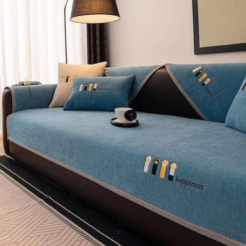 

Classy Chenille Sofa Cushion All Year Round Neutral Non Slip Simple Cloth Modern Cushion 2025 Sofa Cover Slipcover Cover Cat s Claw-Sky Blue 45*45cm pillow case
