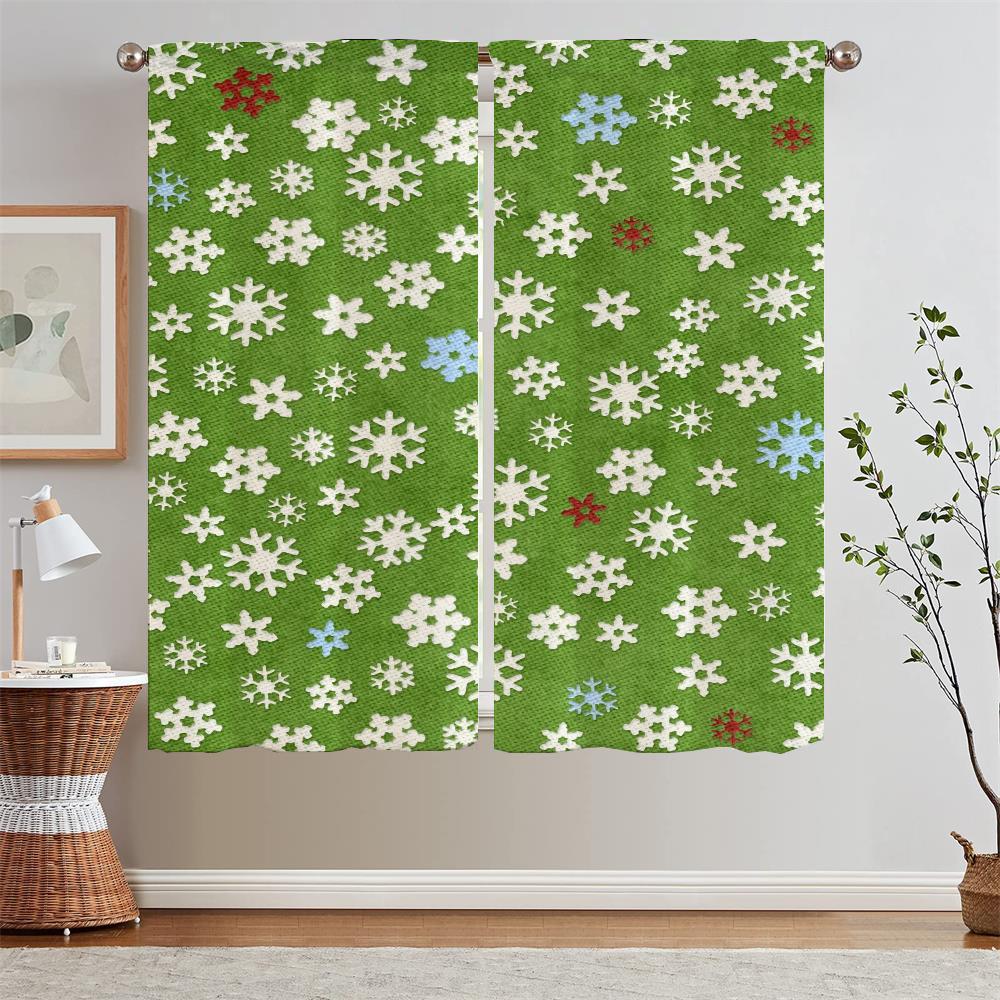 Snowflake Blackout Curtain for Living Room Decoration Black Out Curtains 2 Pcs Set Window Sheer Curtains Salon 2 Pieces Blinds