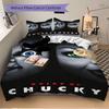 Braut Chucky Horror Print 3-teiliges Bettwäsche-Set Bettbezug mit 2 Kissenbezügen Heim-Geburtstagsgeschenk