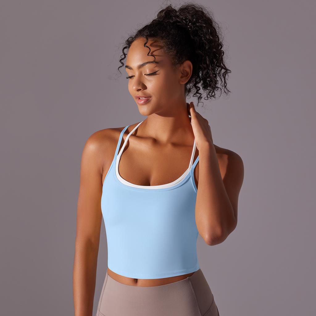 Auroth Back Cross Sports Vest Women Yoga Sports Bra Candy Color Fitness Top