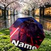 Custom Name Personalized Star Wars Print Umbrella, Auto Open Close, 8‑Rib Sturdy Frame, Commute Camping Hiking Use, Birthday Gift