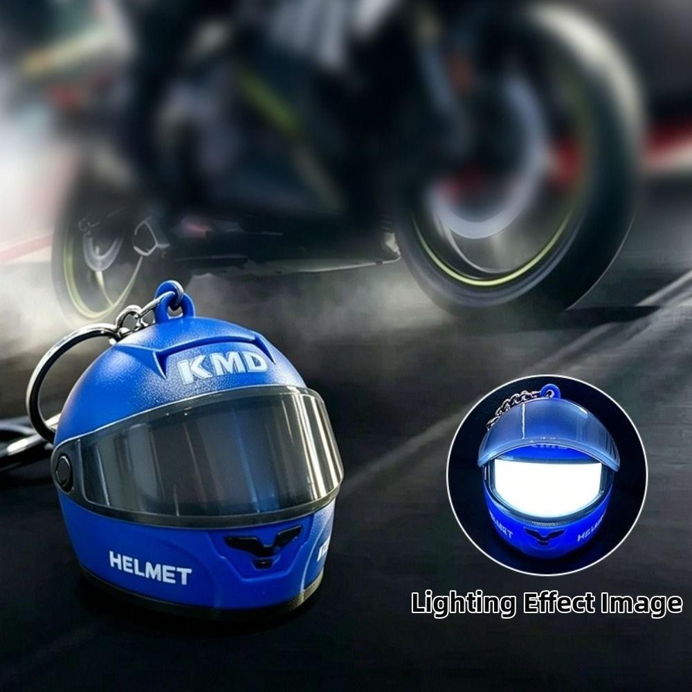 Realistic Light-up Helmet Keychain Cool Helmet Bag Charm  Key/Backpack Decor