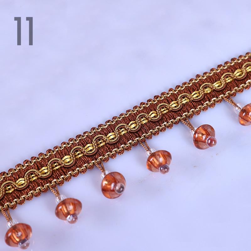 12M European Style Crystal Pumpkin Bead Curtain Fringe Trimming Upholstery DIY Curtain Lace Trim Tassel Sewing Decor Accessories