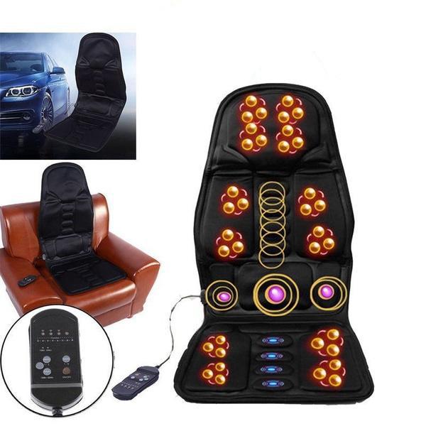 HOMZY Electric Heating Vibrating Full Body Massager Chair In Cushion Car Home Office Lumbar Back Neck Mattress Pain Relief