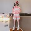 2024 Stylish Girls' Summer Sports Two-Piece Suit - Short-Sleeved Casual Outfit for Tweens