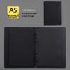 Minimalist Black A5 PU Leather Loose-Leaf Notebook with Black Card Paper Inner Pages