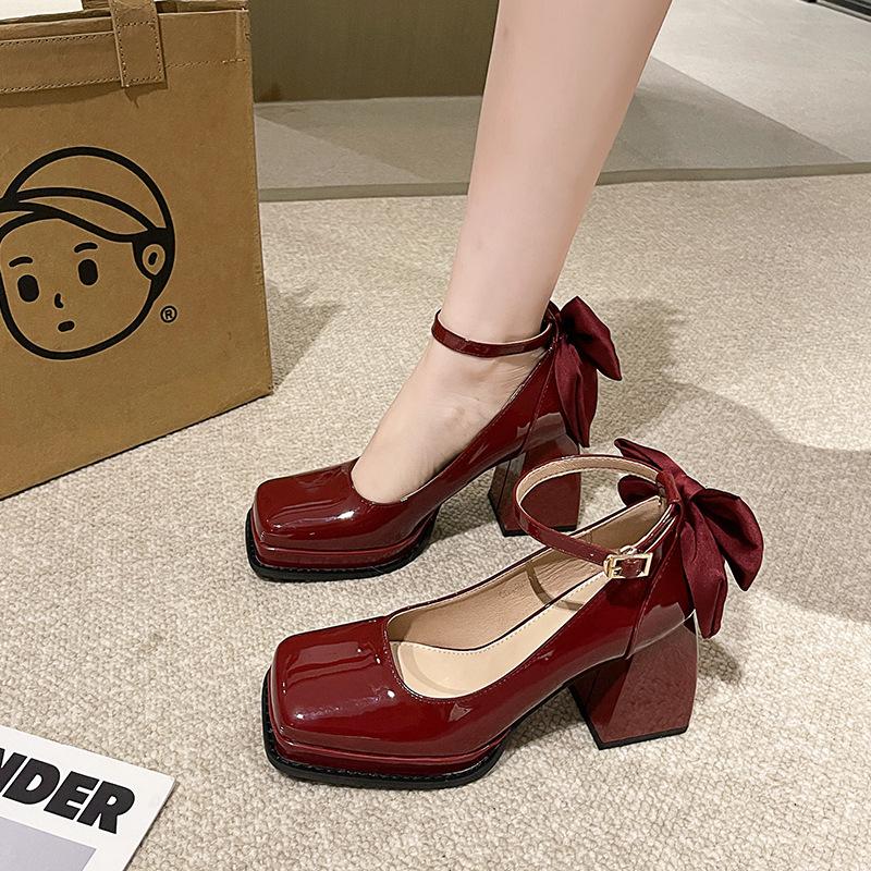 Square head Mary Jane Spring and fall new fashion high heels Barbie Princess shoes waterproof platform high heels for women