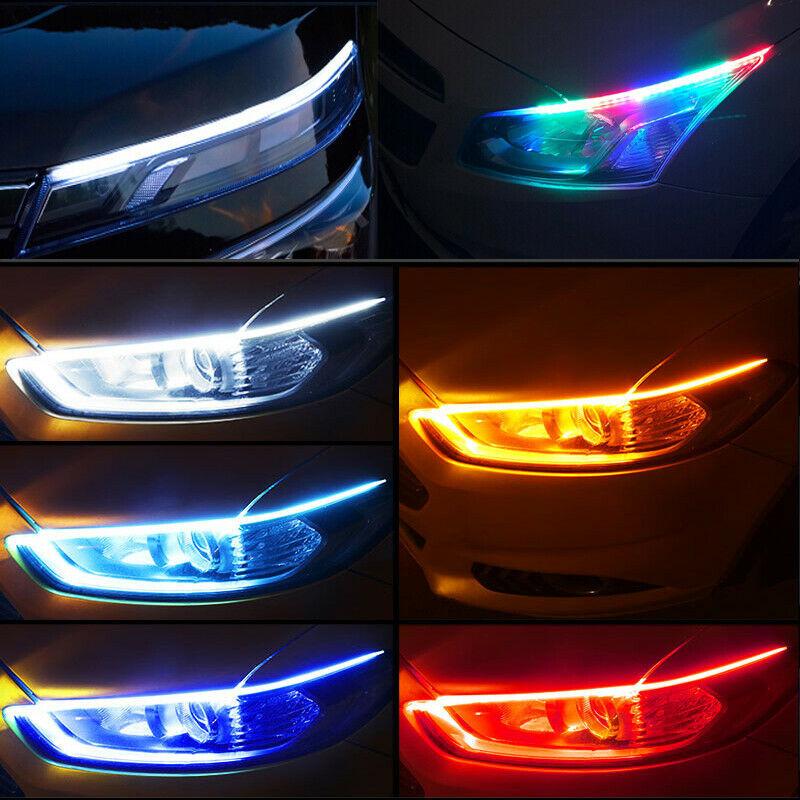 2X RGB 60cm Car Flexible Tube LED Strip Daytime Runnning DRL Light Headlight