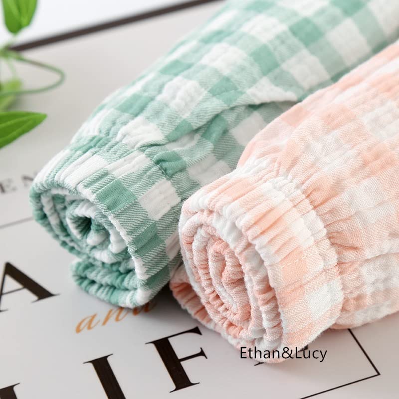 Cotton Double Soft and Long Cute Loungewear for Sensitive Perfect Gift Salmon Women's Spring/Summer Pajamas, 100% Gauze, Comfortable, Sleeves, Skin,