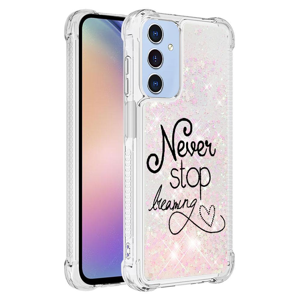 

For Samsung Galaxy A15 5G TPU Case with Quicksand and Pattern Printed Never Stop Dreaming