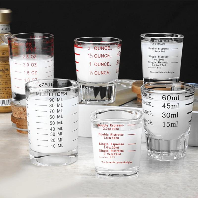 Measuring Cups with Scale Glass for Kitchen, Small Measuring Cups for Cocktail, Ounce, Round Espresso, Bar Drinker, Milk Tea Too