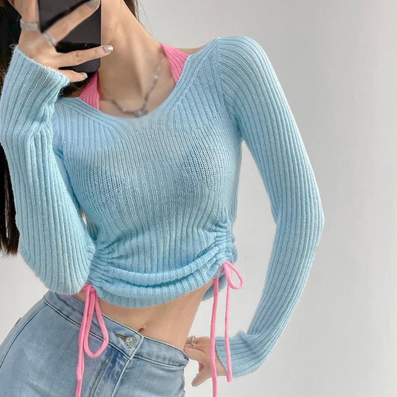 Sweater Blouse Bottoming Fake Two Pieces Neck Hanging