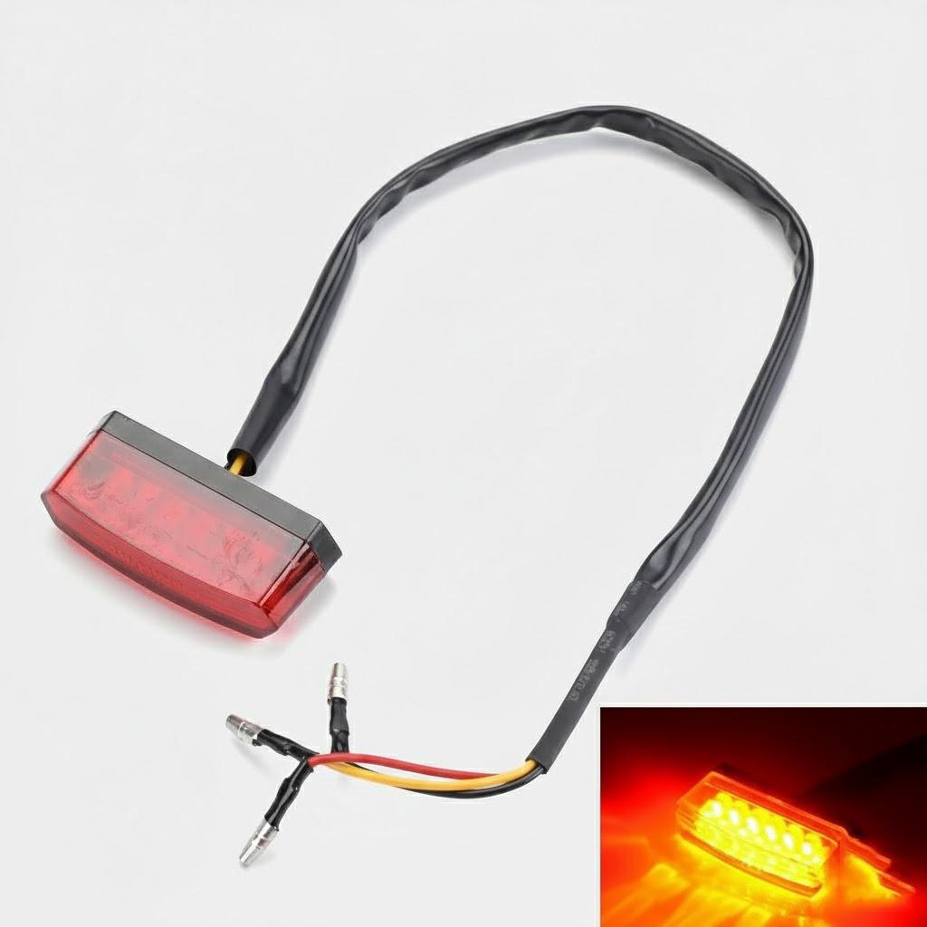 

Motorcycle Universal LED Tail Light License Plate Stop Rear Blinker Number Plate Light Decorative Signal червоний