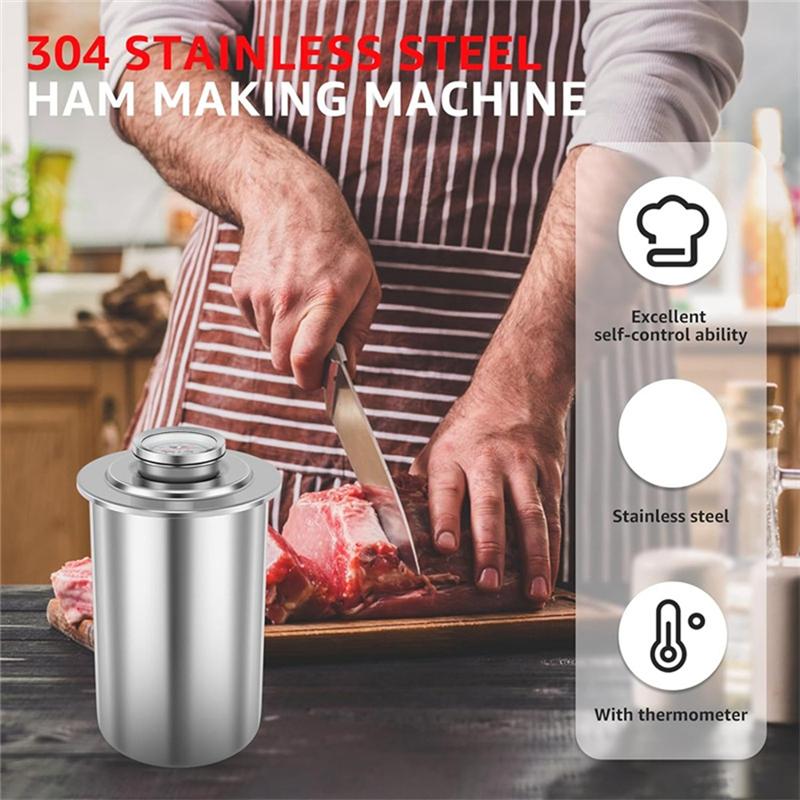 A96I-Ham Maker Vleespers Kooktoestel Met Een Thermometer Ronde Vorm Delicatessen Vleespers Vorm Voor Vlees Varkensvlees Zeevruchten Rundvlees Vis Gevogelte