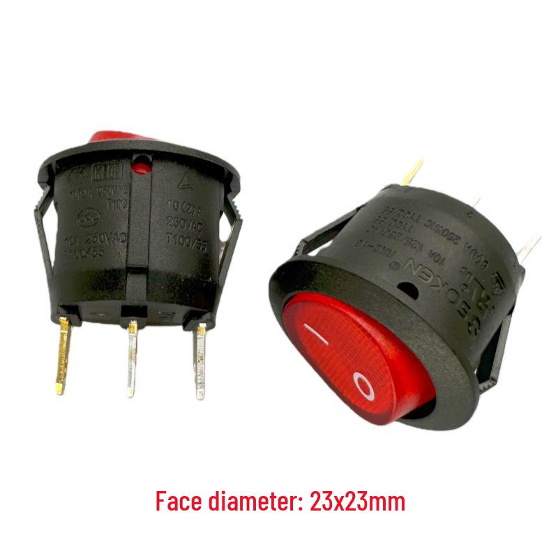 

SOKEN RK2-13 Illuminated Round Rocker Switch, 3 Pins, 2 Positions, 10A, for Noodle Cooker.