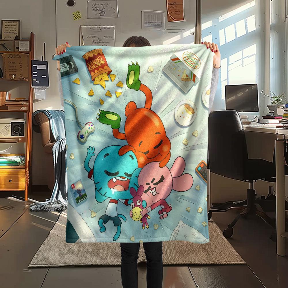 The Amazing World of Gumball Flannel Blanket, High quality Comfortable for All Seasons, Home Decor, Warmth and Comfort