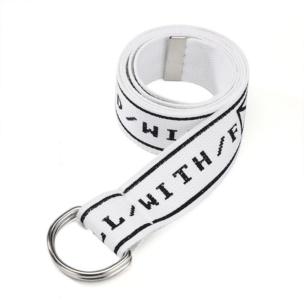 Men Women Students Double Ring Buckle All Match Printing Canvas Belt