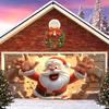 2D Holiday Garage Door Cover, Cute Santa Breaking Wall Photo Booth Background