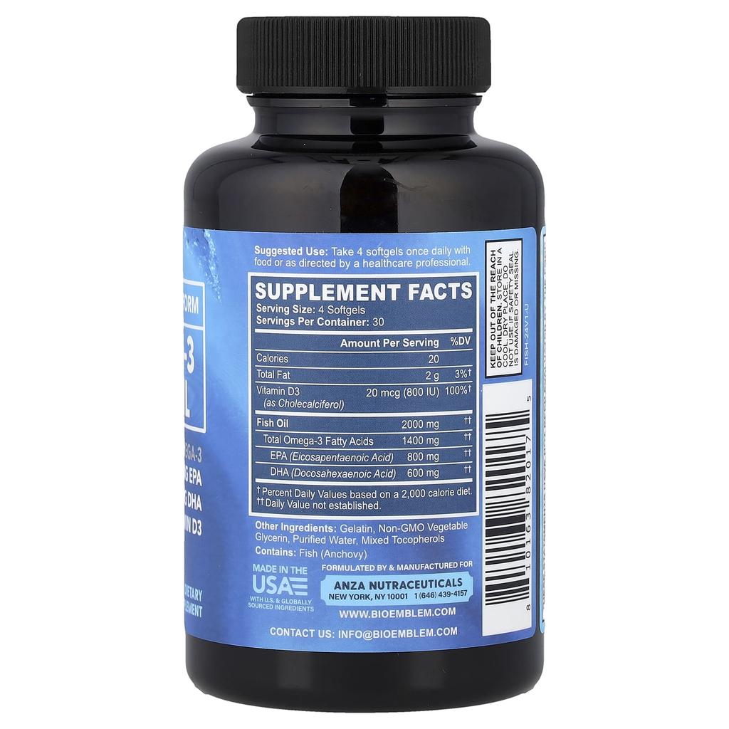 BioEmblem, Omega-3 Fish Oil, 120 Softgels